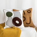 Axyaa Geometric Brown Embroidery Cushion Cover 45x45cm for Home Decoration