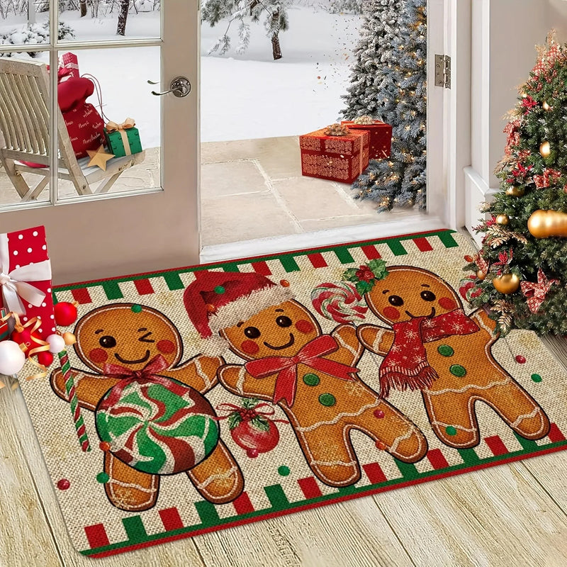 Axyaa Christmas Gingerbread Man Door Mat for Home Bathroom Kitchen