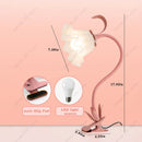 Axyaa Lily of the Valley Lamp: White Flower Shade, Flexible Stem, DC/AC Power, Pastoral Lighting