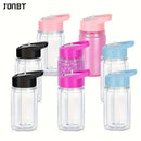 Axyaa Double Layer 10oz Transparent Plastic Water Bottles with Straw Lid