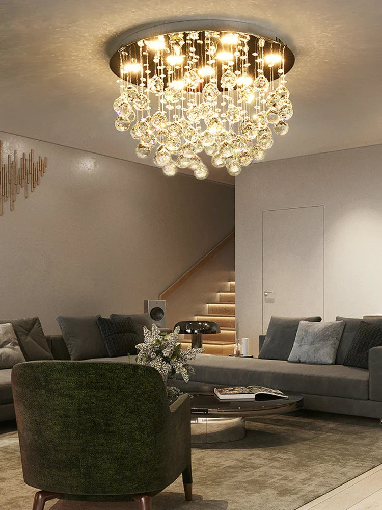 Modern Luxury Crystal Chandelier Lighting by Axyaa - LED Ceiling Lamp for Living Room