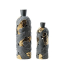 Axyaa Feather Gray Gold Pattern Vase: Chic Porcelain Home Decor Accessory