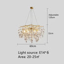 Axyaa Branch Crystal LED Chandelier Golden Finish for Indoor Lighting