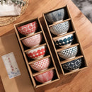 Axya Ceramic Rice Bowl Set - Family Dinner Soup Gift Box, Retro Design
