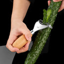 Axyaa Stainless Steel Peeler with Wooden Handle, Corn Kernel Separator Kitchen Tool