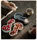 Axyaa Zen Ceramic Tea Tray: Ancient Style Pastry & Fruit Tray for Home Snacks
