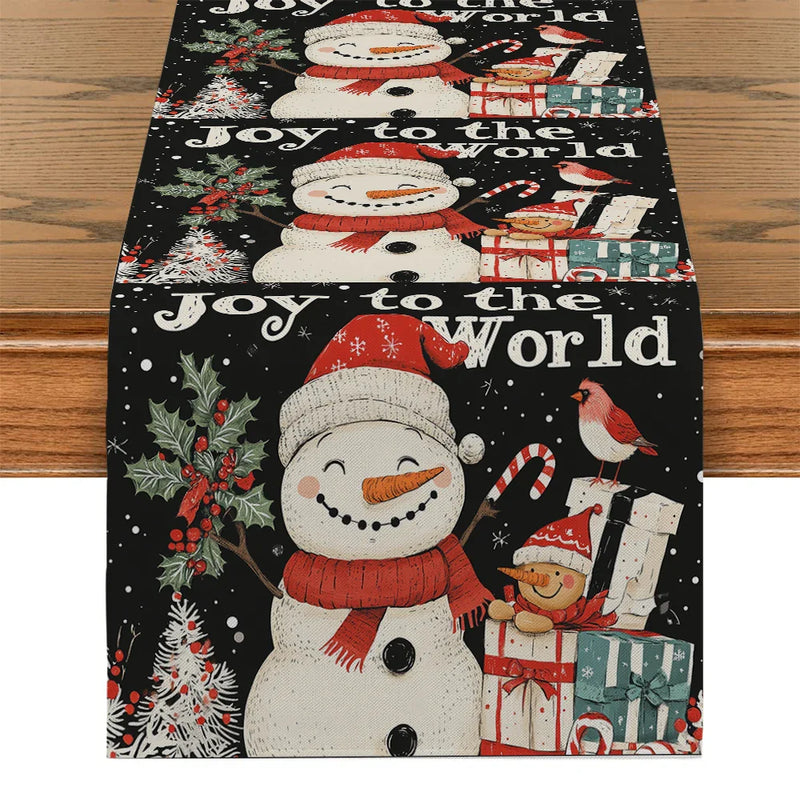 Snowman Presents Table Runner by Axyaa: Festive Dining Table Decor