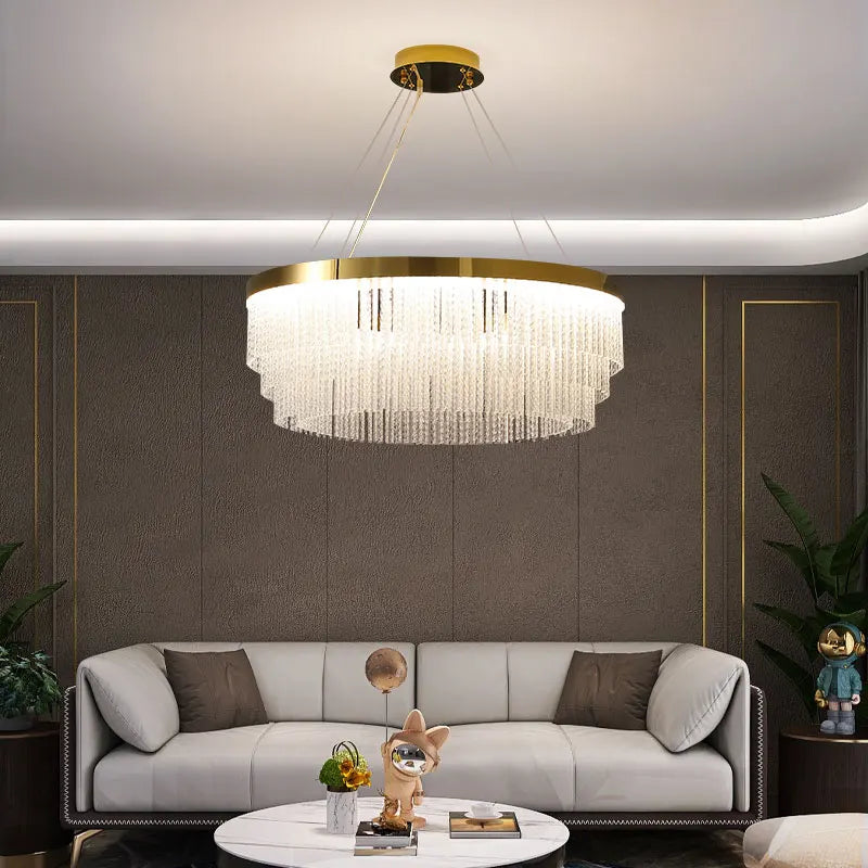 Axyaa Lumina Glass Chandelier - Modern Luxury Lighting for Living Spaces