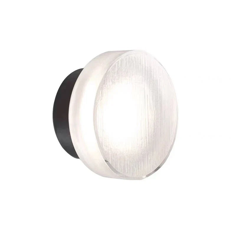 Axyaa Black Aluminum Round LED Outdoor Wall Sconce for Porch Entryway