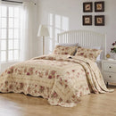 Axyaa Antique Rose Cotton Bedspread Set, Queen, Ecru, 3-Piece