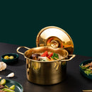 Axyaa Stainless Steel Gold Saucepan with Cover, Induction Cooker Compatible