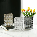 Axyaa Clear Glass Vase Square Hydroponic Flower Pots Floral Arrangement Desk Decor