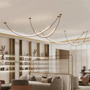 Axyaa Minimalist Belt LED Pendant Chandelier: Italian Design, Modern Style, Ideal for Living Room & Bar.
