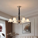 Axyaa Brushed Glass Flower Chandelier Pendant Light Vintage Hanging Lamp for Dining Room