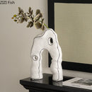 Axyaa Ceramic Hollow Vase: Artificial Flower Arrangement for Aesthetic Room Decor