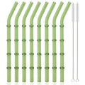 Axyaa 8pcs High Borosilicate Glass Drinking Straw Set, Reusable Eco-Friendly Bar Accessories