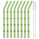 Axyaa 8pcs High Borosilicate Glass Drinking Straw Set, Reusable Eco-Friendly Bar Accessories