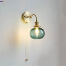 Axyaa Green Class Ball LED Wall Light Fixture with Copper Socket Switch