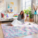 Axyaa Shaggy Tie-Dyed Carpet: Luxe Living Room & Bedroom Rug