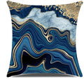 Axyaa Blue & Gold Marbled Pattern Pillow Covers - Elegant Cushion Cover for Home Décor