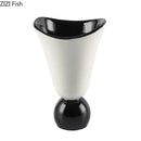 Axyaa White Ceramic Hat Vase for Floral Arrangement and Room Decor