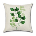Axyaa Green Leaf Linen Pillowcase, Simple Style Decorative Sofa Cushion Cover