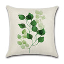 Axyaa Green Leaf Linen Pillowcase, Simple Style Decorative Sofa Cushion Cover
