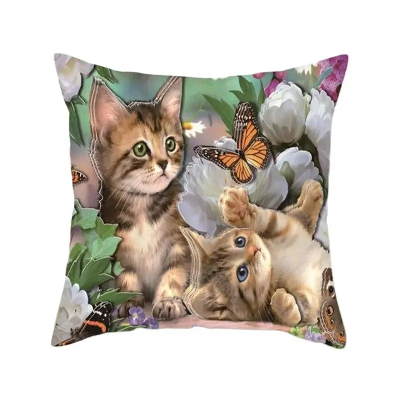 Cat Pattern Cushion Cover 45x45cm - Ideal Sofa & Home Decor Gift by Axyaa