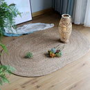 Axyaa Round Woven Rattan Carpets, Natural Straw Floor Mats for Living Room & Bedroom