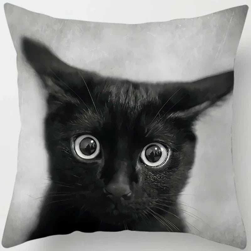 Axyaa  Black Cat Pillowcase  Decorative Square Cushion Cover 45*45cm