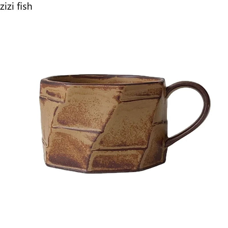 Axya Retro Ceramic Mug: Creative Texture Coffee Cup for Office, Home, and Beverages