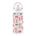 Axyaa Insulated Water Bottle Cute Bow Thermal Stainless Steel Straw Thermos with Handle