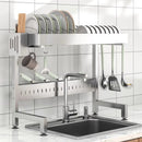 Axyaa Stainless Steel Over the Sink Dish Drying Rack - Adjustable Kitchen Storage Drainer