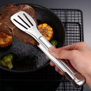 Axyaa Stainless Steel BBQ Tongs - Three Wire Clip for Meat & Salad
