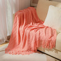 Axyaa Solid Knit Sofa Cover Blanket with Fringe for Air Conditioning and Summer Nap