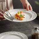 Axyaa Relief Stone Pattern Ceramic Plate for Elegant Dining