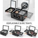 Axyaa LED Mirror Makeup Train Case with Organizer Bag and Jewelry Storage