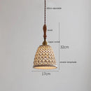 Axyaa Ceramic Wood Copper LED Pendant Light Fixture - Modern Hanging Lamp for Home