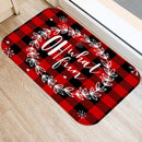 Axyaa Red Plaid Print Door Mat: Non-Slip Home Kitchen Bathroom Carpet