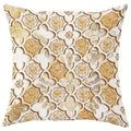 Axyaa Golden Ornate Pattern Cushion Cover for Sofa, Bedroom, Car