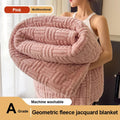 Axyaa Jacquard Queen Size Coral Fleece Blanket - Soft Plush Geometric Sofa Throw