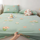 Axyaa Coarse Cotton Printed Fitted Sheet - Non-Slip Dust Cover Protector