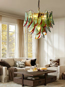 Axyaa Murano Glass Petal Chandeliers: Vintage Italian Pendant Lights for Living Room, Bedroom, Dining Table