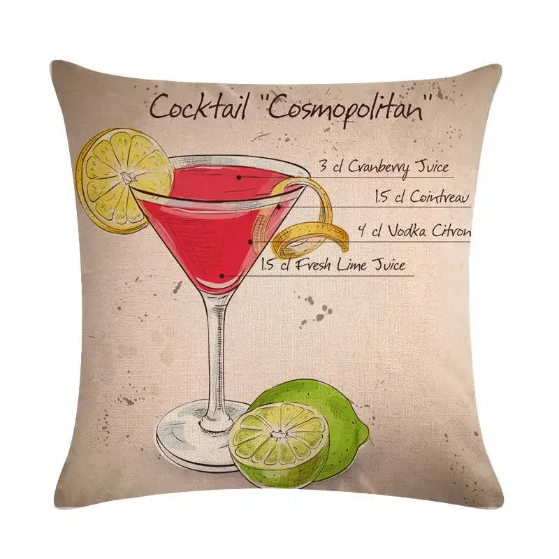 Martini Tequila Print Cushion Cover - Creative Home Decor by Axyaa