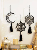 Wooden Ramadan Ornaments with Tassels - Axyaa Eid Mubarak Decor
