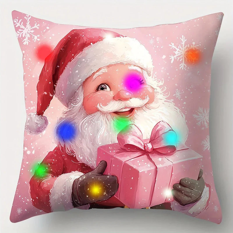 Pink Santa Snowman LED Luminous Pillowcase - Perfect for Christmas Home Decor & Gifts by Axyaa