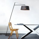 Axyaa Nordic Black Floor Lamp with Fabric Shade & Metal Base