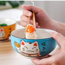 Axya Japanese Lucky Cat Ceramic Bowl Set