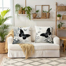 Axyaa Bohemian Butterfly Floral Throw Pillow Covers, 18x18 Inch Black & White