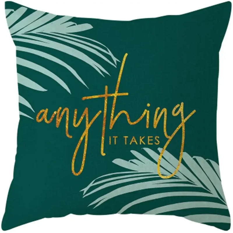 Axyaa Plants Print Linen Cushion Cover for Stylish Home Decor 45*45cm